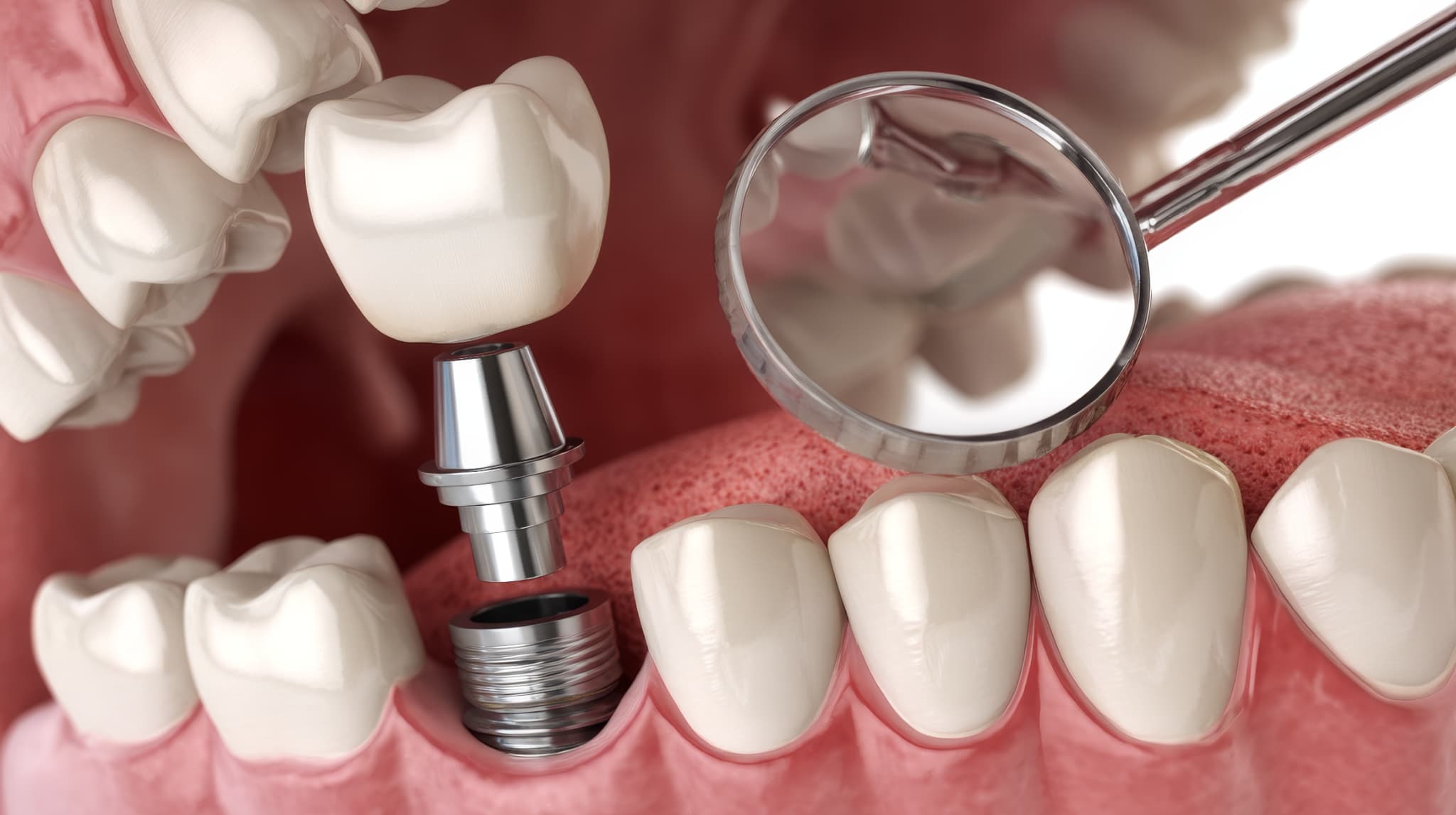 インプラントの歯を診察する様子