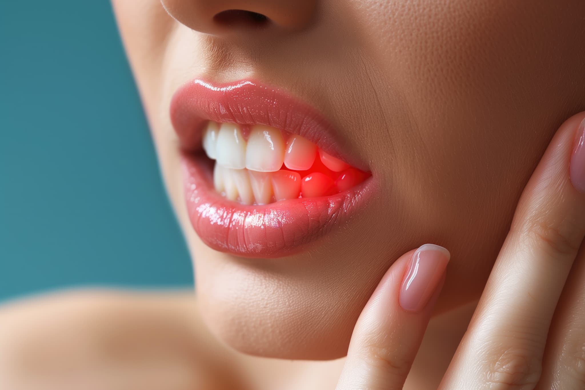歯周病になった女性の口元