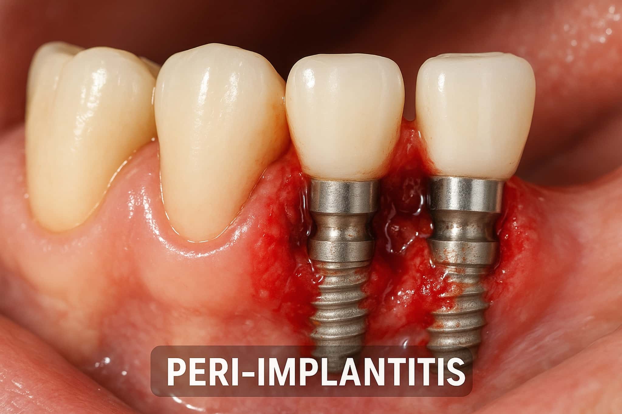 インプラント治療のやり直しが必要なインプラント周囲炎のイメージ